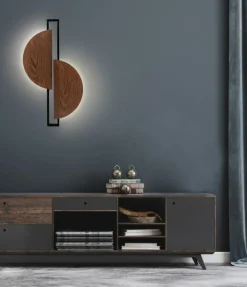 Sklep Kaja Kinkiet - dwa półkola, kolor ciemne drewno 7652 | Kaja Oświetlenie* Lampy Led