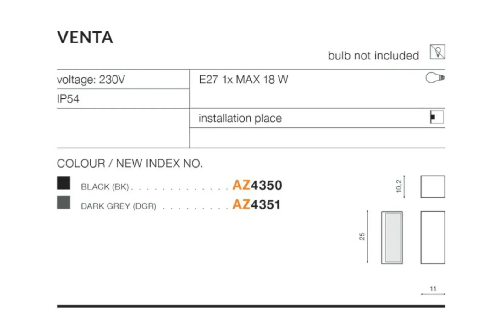 Sklep Kaja Kinkiet elewacyjny zewnętrzny na taras AZ4351 VENTA | Kaja Oświetlenie* Kinkiety Ogrodowe