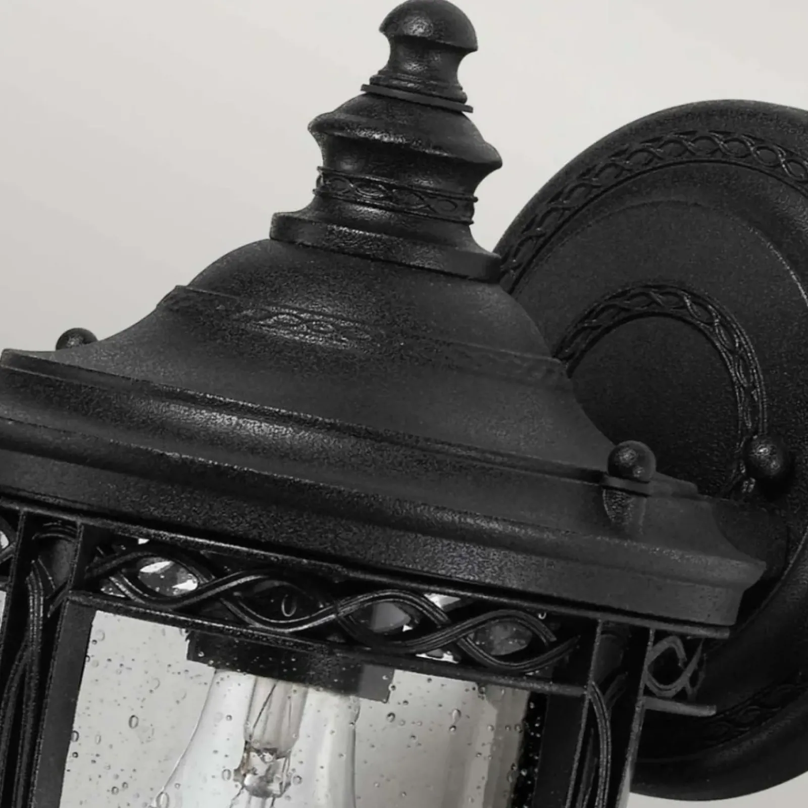 Sklep Kaja Kinkiet z ozdobnym szkłem FE-EB2-S-BLK z serii ENGLISH BRIDLE* Kinkiety Ogrodowe