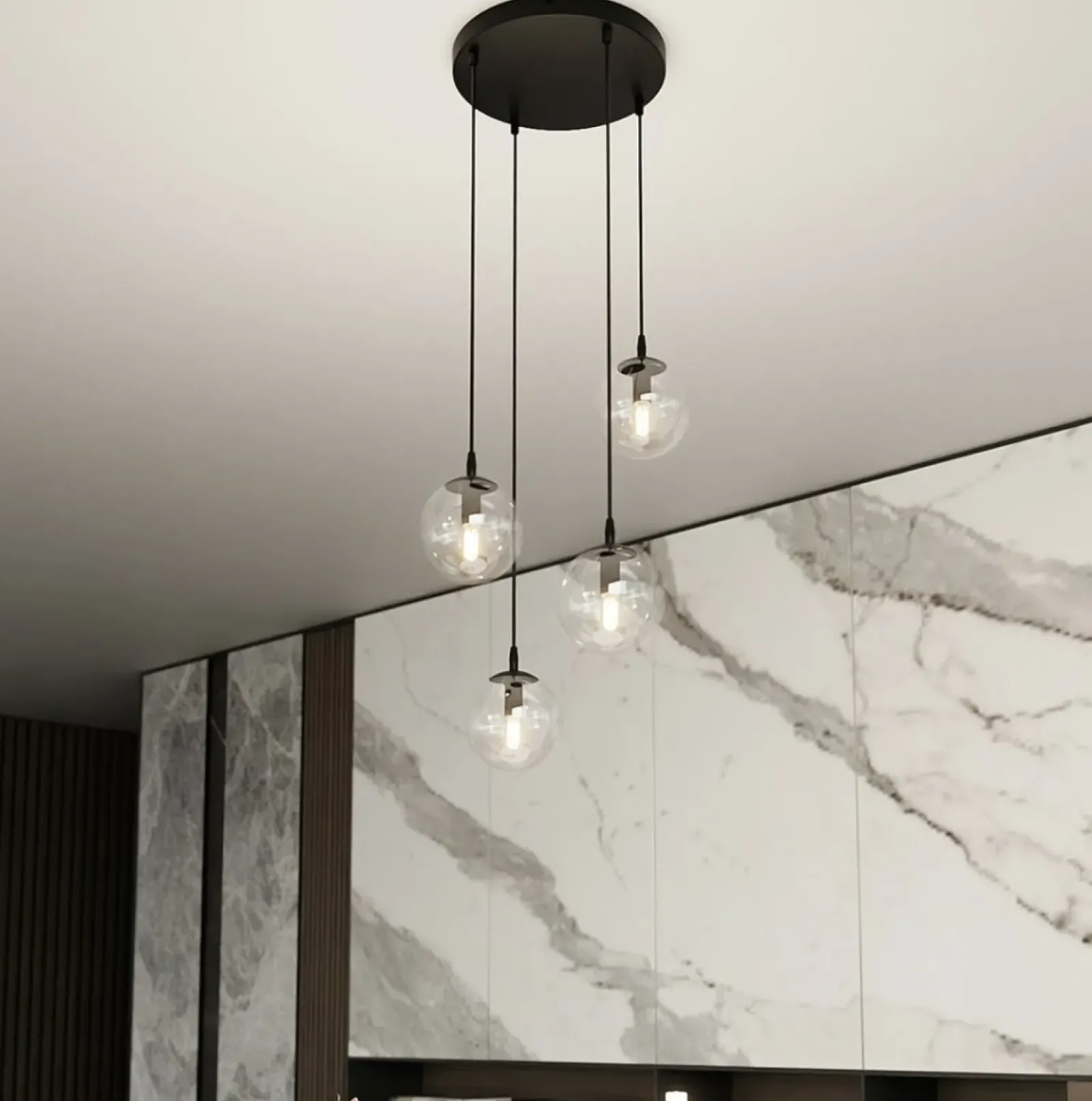 Sklep Kaja Klasyczna lampa wisząca z kulistymi kloszami 711/4PREM | Kaja Discount