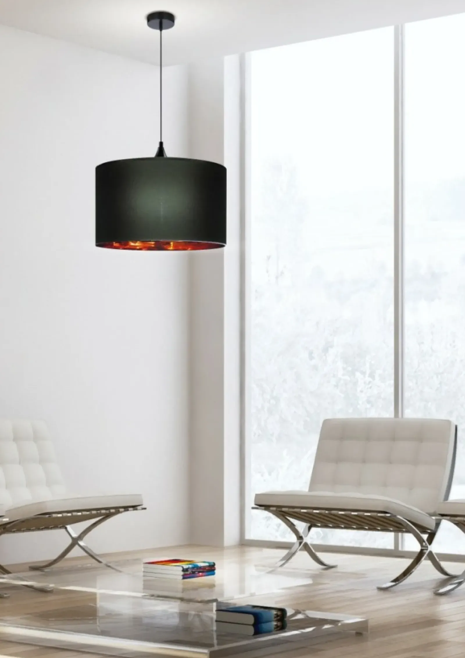 Sklep Kaja Klasyczny żyrandol z czarno-złotym abażurem 31-73952 z serii LONG czarny Flash Sale