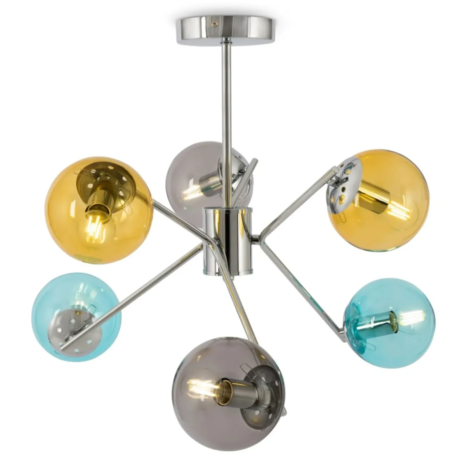 Sklep Kaja Kolorowa lampa wisząca, z kloszami kulkami MOD139PL-06CH z serii NANCY chrom Discount