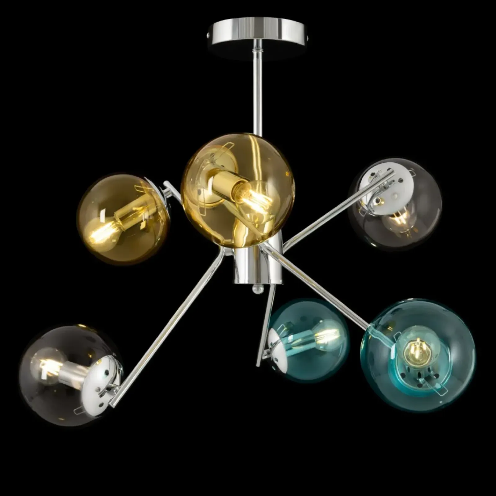Sklep Kaja Kolorowa lampa wisząca, z kloszami kulkami MOD139PL-06CH z serii NANCY chrom Discount