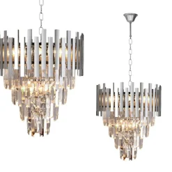 Sklep Kaja Kryształowa lampa wisząca, srebrny łańcuch ML5997 ASPEN II | Kaja Outlet