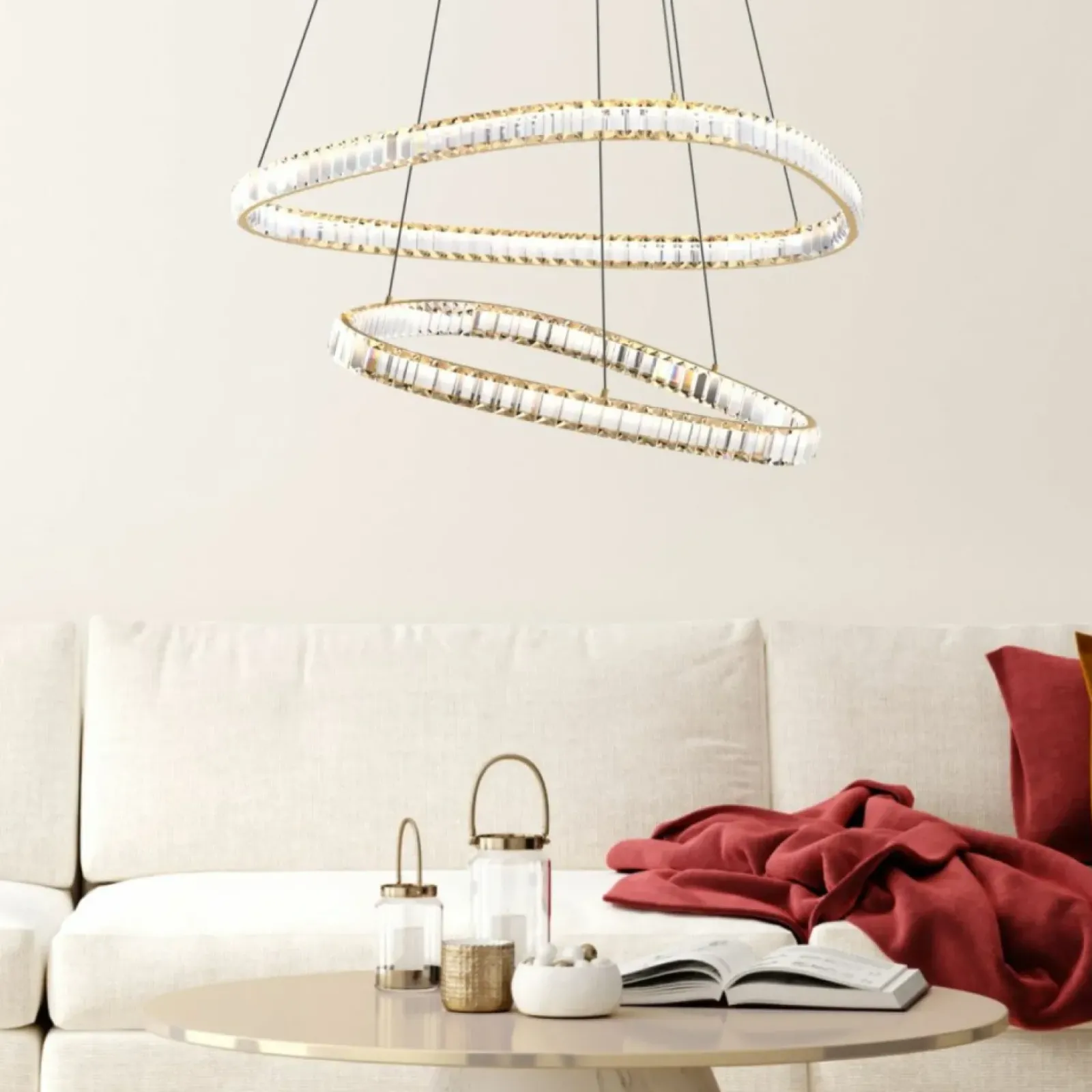 Sklep Kaja Kryształowa, ledowa lampa do salonu MD3169-2-3GT ATHESA | Kaja Flash Sale