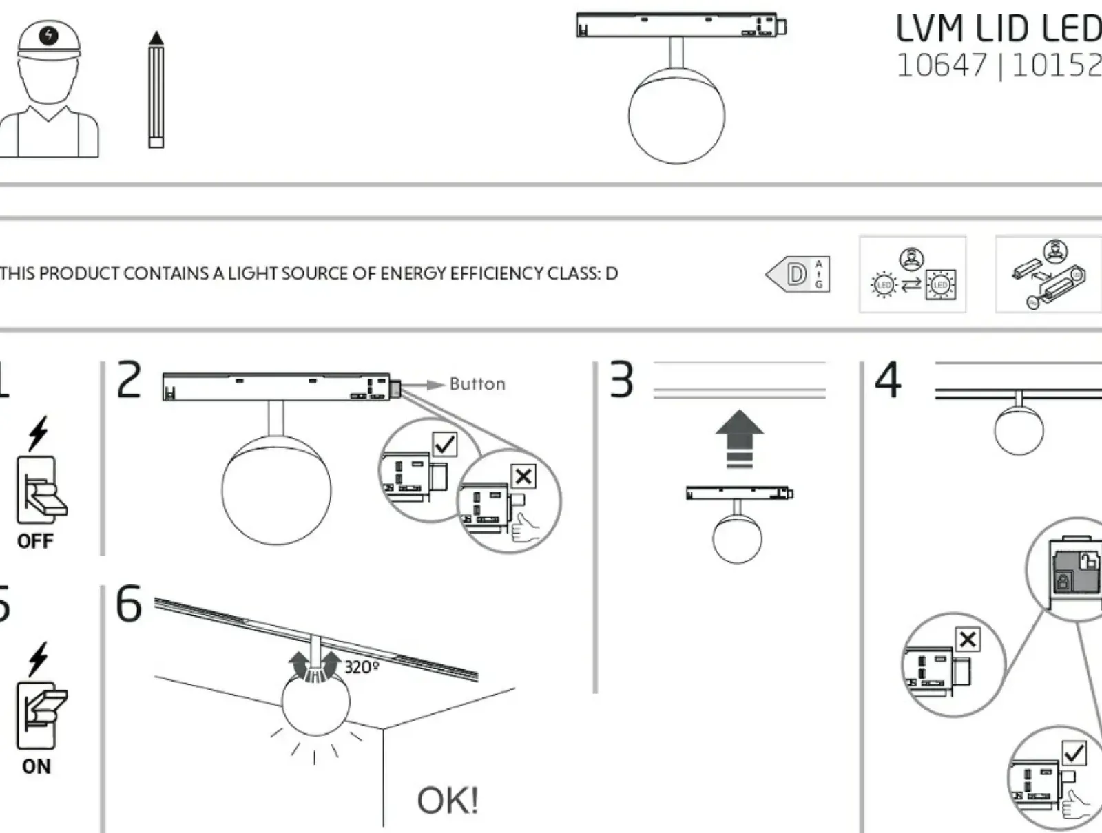 Sklep Kaja Kulista lampa do szyny magnetycznej 1F 10152 LVM LID LED | Kaja* Szynoprzewody Podtynkowe|Szynoprzewody Natynkowe