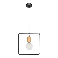 Sklep Kaja Kwadratowa lampa wisząca z drewnianą oprawką 1651174 CARSTEN | Kaja Store