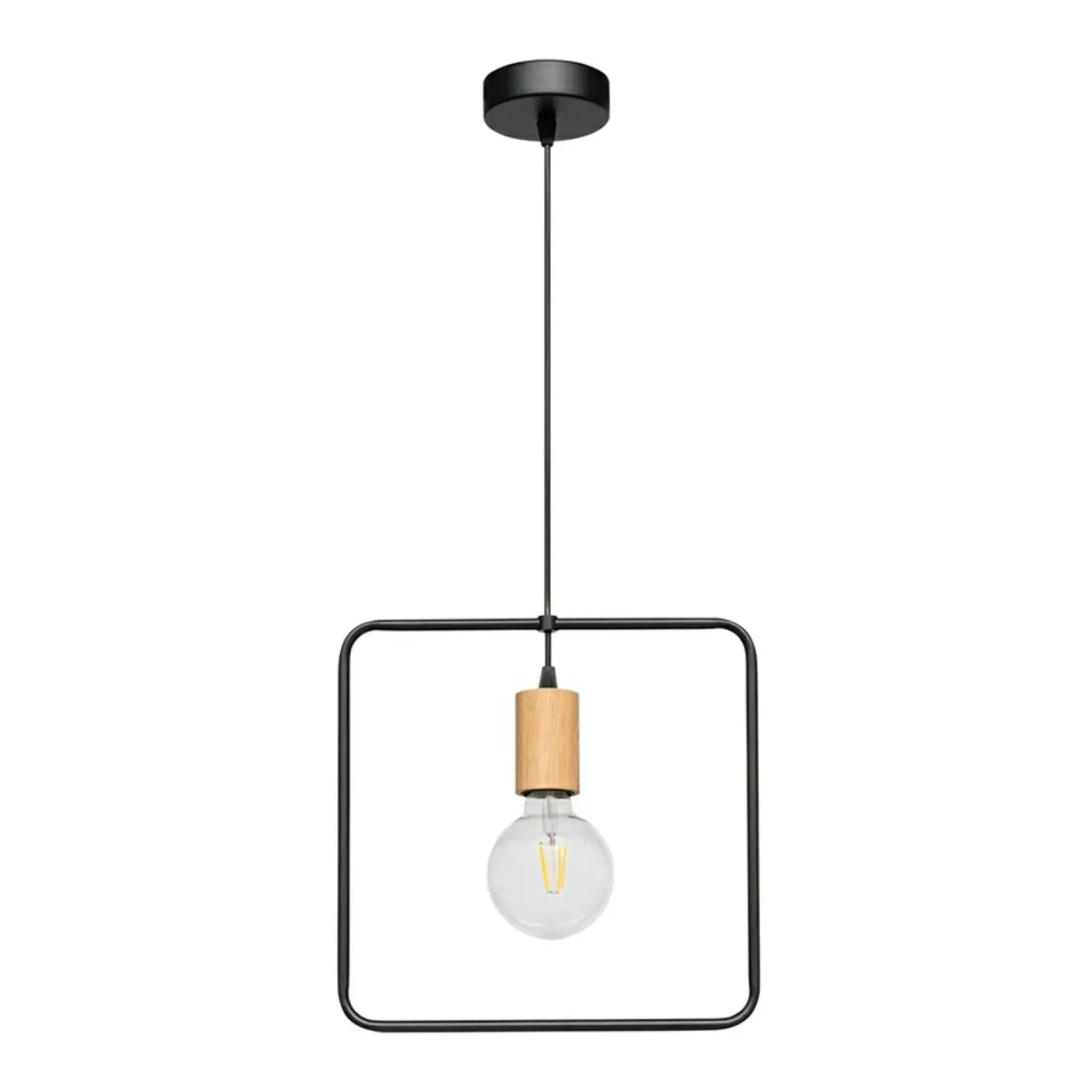 Sklep Kaja Kwadratowa lampa wisząca z drewnianą oprawką 1651174 CARSTEN | Kaja Store