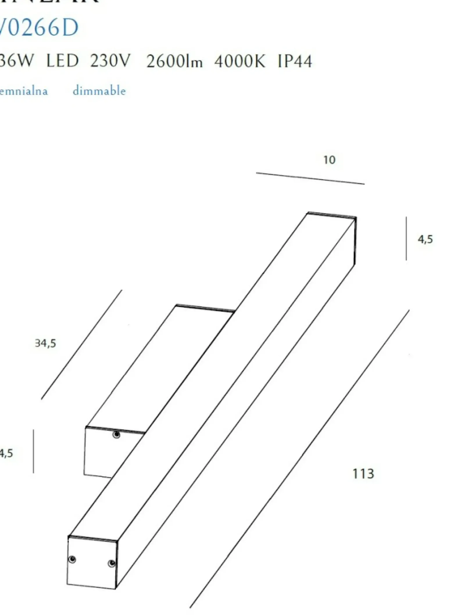 Sklep Kaja Lampa ścienna do łazienki, światło LED 113cm MX W0266 LINEAR | Kaja* Lampy Do Łazienki|Lampy Led