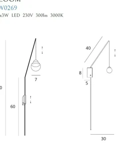 Sklep Kaja Lampa ścienna na wysięgniku, nad łóżko MX W0269 ZOOM | Kaja* Lampy Led