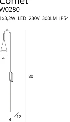 Sklep Kaja Lampa ścienna o długości 80cm LED MX W0280 COMET | Kaja Oświetlenie* Lampy Led