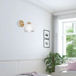 Sklep Kaja Lampa ścienna z drewnianymi elementami, do salonu MLP6420 z serii DAMA | Kaja Oś* Kinkiety Tradycyjne