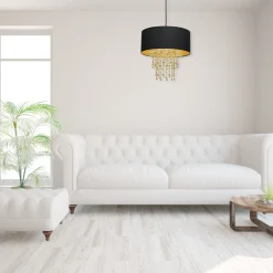 Sklep Kaja Lampa glamour w kolorze czerni i złota MLP6441 z serii ALMERIA | Kaja Oświetleni* Żyrandole Z Abażurem