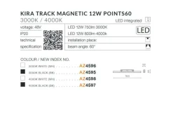Sklep Kaja Lampa liniowa LED 19,5cm 12W 3000K AZ4596 KIRA ALFA MAGNETIC 48V* Lampy Led|Szynoprzewody Podtynkowe