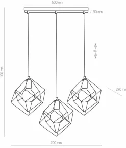 Sklep Kaja Lampa listwa z geometrycznymi kloszami TK 2699 ALAMBRE | Kaja czarny Outlet