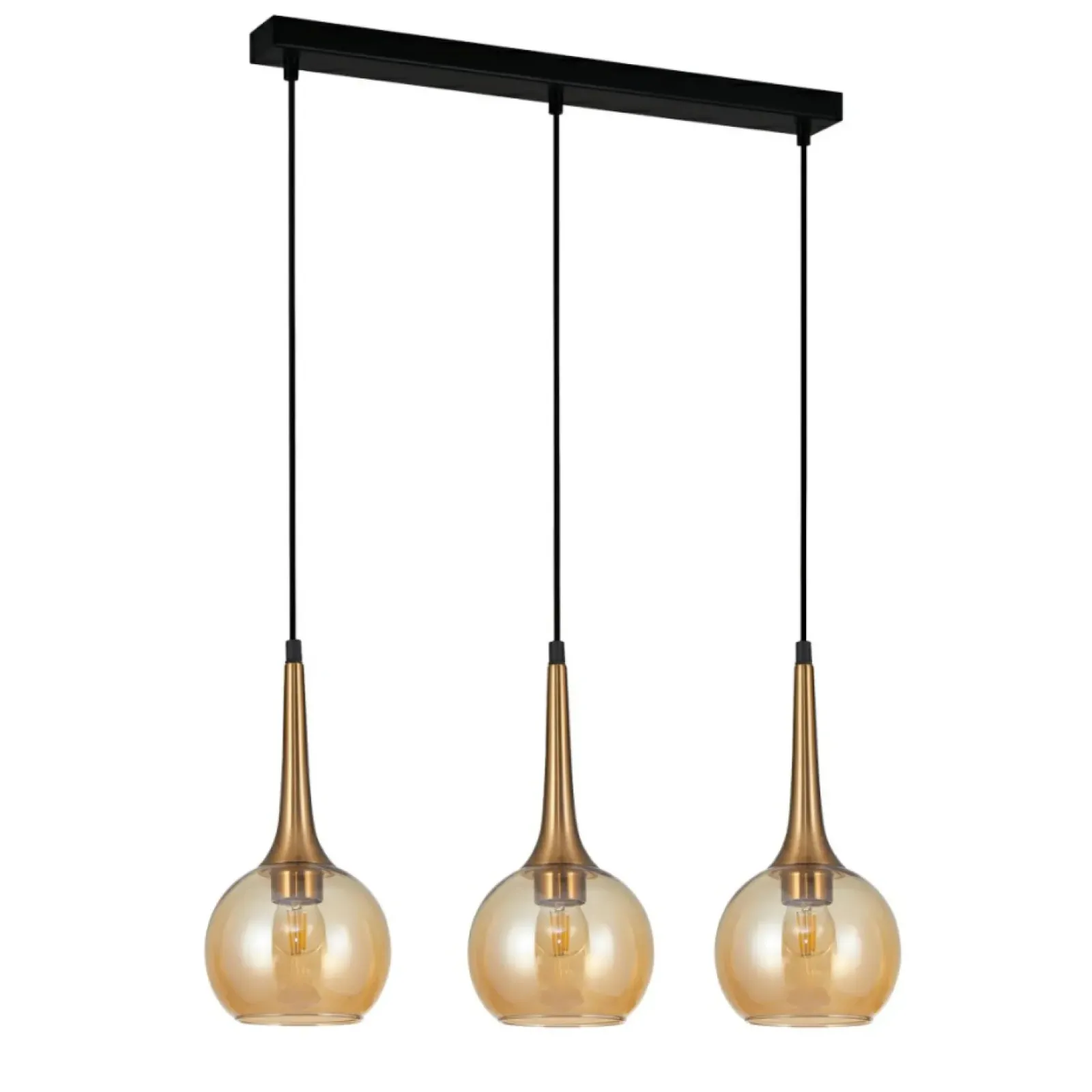 Sklep Kaja Lampa na listwie, bursztynowe klosze PND-42361-3-BRO-AMB serii FAVERA Fashion