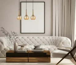 Sklep Kaja Lampa na listwie, bursztynowe klosze PND-42361-3-BRO-AMB serii FAVERA Fashion