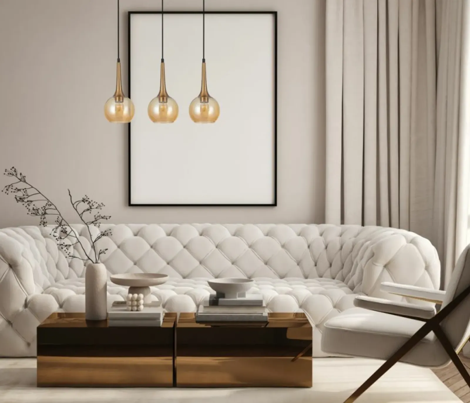Sklep Kaja Lampa na listwie, bursztynowe klosze PND-42361-3-BRO-AMB serii FAVERA Fashion