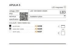 Sklep Kaja Lampa natynkowa LED zewnętrzna nad drzwi AZ4336 APULIA | Kaja* Plafony Zewnętrzne