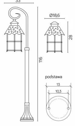 Sklep Kaja Lampa ogrodowa, uchwyt w kształcie ślimaka K 5002/2/R z serii TOLEDO | Kaja Oświ* Lampy Ogrodowe Stojące