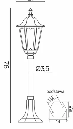 Sklep Kaja Lampa ogrodowa z piaskowanym szkłem K 5002/3/M z serii RETRO MIDI | Kaja Oświetl* Lampy Ogrodowe Stojące