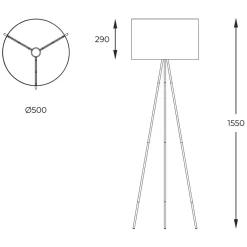Sklep Kaja Lampa podłogowa trójnóg z abażurem H06-GD-BL INGA| Kaja Oświetlenie* Lampy Podłogowe Z Abażurem