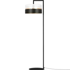 Sklep Kaja Lampa podłogowa z czarno-białym abażurem, do salonu K-5295 z serii VEGA* Lampy Podłogowe Z Abażurem|Tradycyjne Lampy Podłogowe