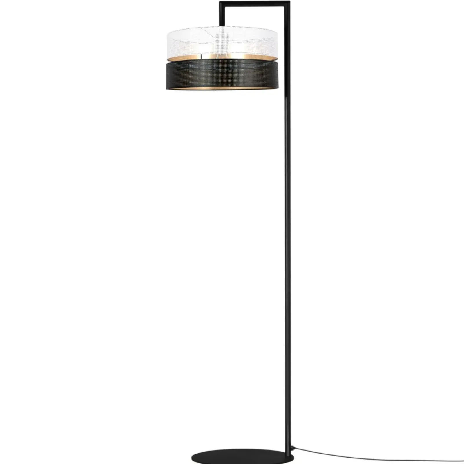 Sklep Kaja Lampa podłogowa z czarno-białym abażurem, do salonu K-5295 z serii VEGA* Lampy Podłogowe Z Abażurem|Tradycyjne Lampy Podłogowe