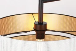 Sklep Kaja Lampa podłogowa z czarno-białym abażurem, do salonu K-5295 z serii VEGA* Lampy Podłogowe Z Abażurem|Tradycyjne Lampy Podłogowe