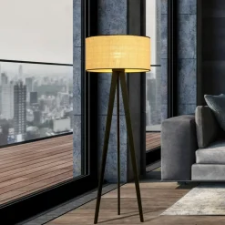 Sklep Kaja Lampa podłogowa z rattanowym abażurem 1149/LP1 ASTON | Kaja* Lampy Podłogowe Z Abażurem|Tradycyjne Lampy Podłogowe
