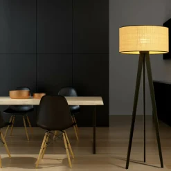 Sklep Kaja Lampa podłogowa z rattanowym abażurem 1149/LP1 ASTON | Kaja* Lampy Podłogowe Z Abażurem|Tradycyjne Lampy Podłogowe