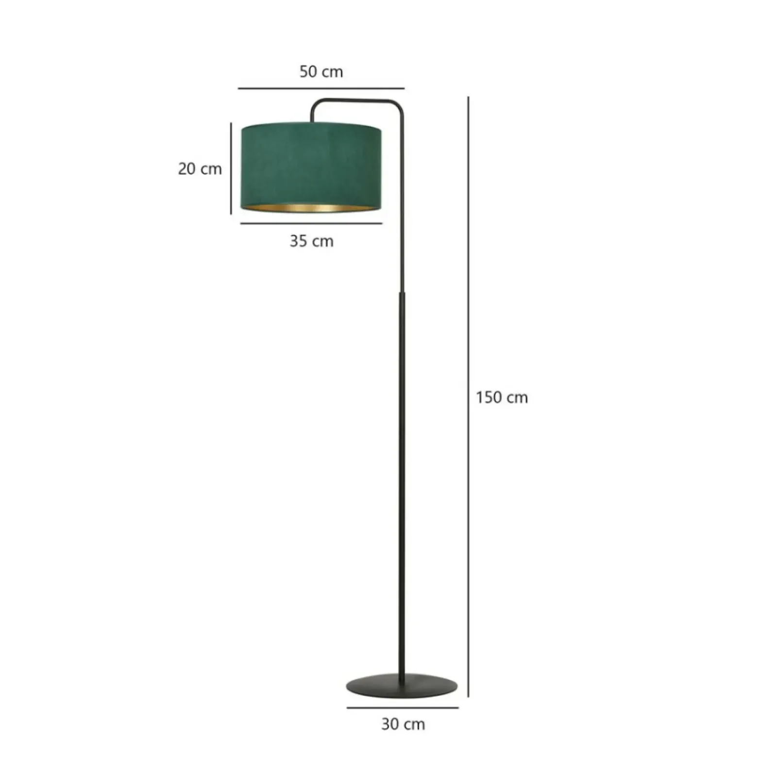 Sklep Kaja Lampa podłogowa z zielonym abażurem 1051/LP1 HILDE | Kaja Oświetlenie* Lampy Podłogowe Z Abażurem|Tradycyjne Lampy Podłogowe