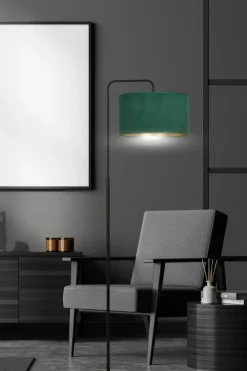 Sklep Kaja Lampa podłogowa z zielonym abażurem 1051/LP1 HILDE | Kaja Oświetlenie* Lampy Podłogowe Z Abażurem|Tradycyjne Lampy Podłogowe