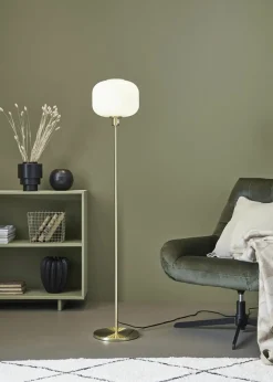 Sklep Kaja Lampa podłogowa złota oprawa i biały klosz 108054 | Kaja Oświetlenie* Tradycyjne Lampy Podłogowe