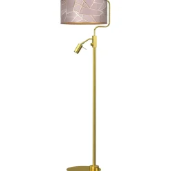 Sklep Kaja Lampa połogowa ze złotą podstawą, z abażurem MLP7593 z serii ZIGGY | Kaja Oświet* Lampy Podłogowe Z Abażurem|Tradycyjne Lampy Podłogowe
