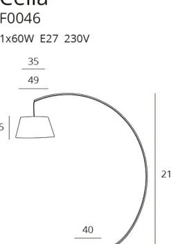 Sklep Kaja Lampa stojąca w kształcie łuku, do salonu MX F0046 CELIA | Kaja* Lampy Podłogowe Z Abażurem