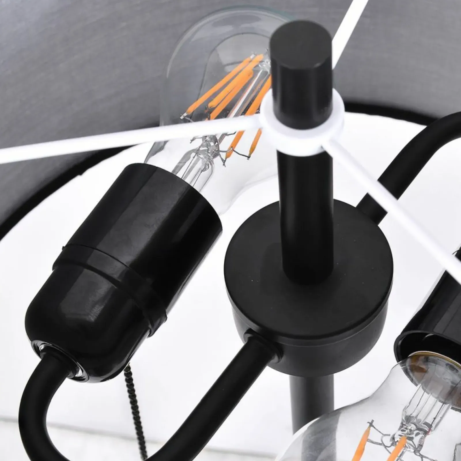 Sklep Kaja Lampa stojąca włączana sznureczkami LP-0304/2F BK FOGO | Kaja* Lampy Podłogowe Z Abażurem|Tradycyjne Lampy Podłogowe