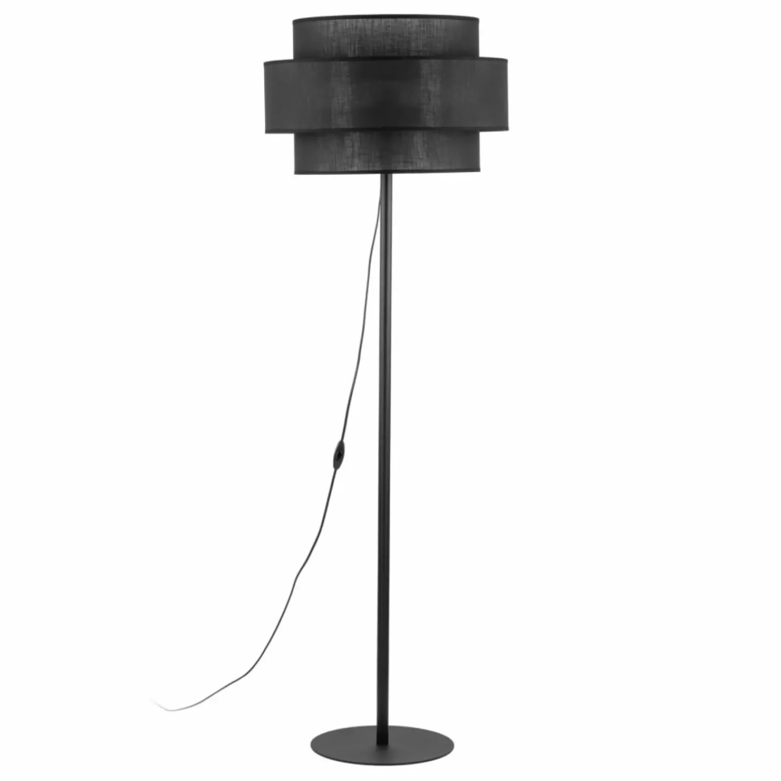 Sklep Kaja Lampa stojąca z podwójnym abażurem TK 5896 CALISTO BLACK | Kaja* Lampy Podłogowe Z Abażurem|Tradycyjne Lampy Podłogowe