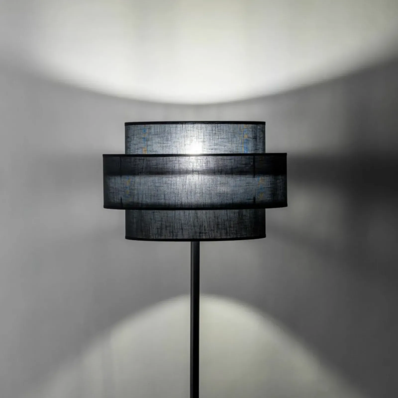 Sklep Kaja Lampa stojąca z podwójnym abażurem TK 5896 CALISTO BLACK | Kaja* Lampy Podłogowe Z Abażurem|Tradycyjne Lampy Podłogowe