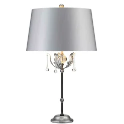 Sklep Kaja Lampa stołowa z kryształkami AML-TL-BLK-SIL z serii AMARILLI* Lampki Stołowe Z Abażurem|Tradycyjne Lampki Stołowe
