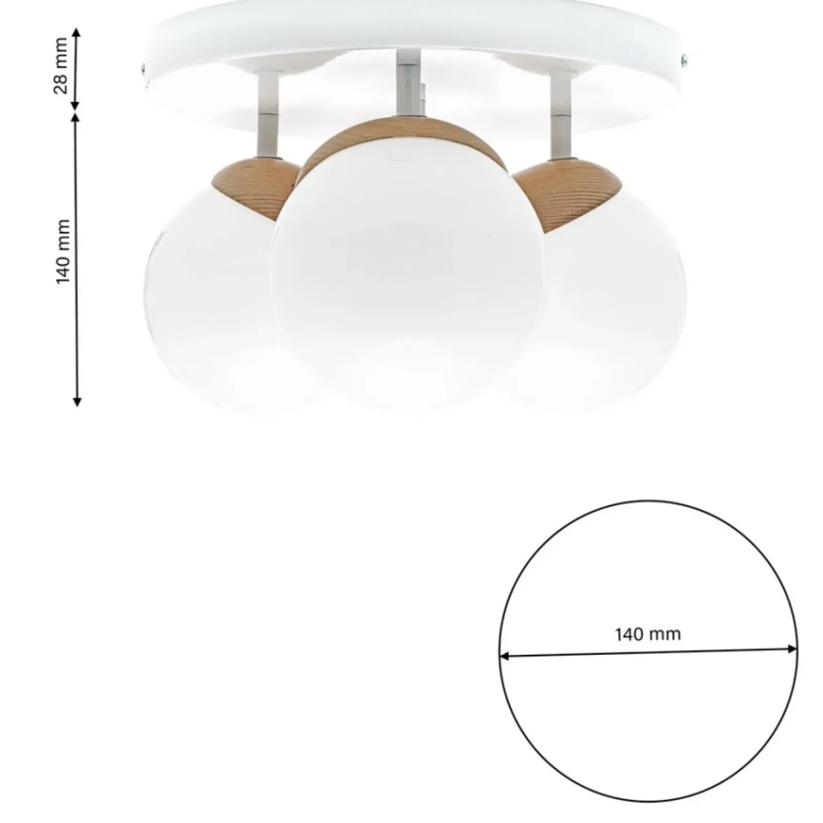 Sklep Kaja Lampa sufitowa, 3 punkty światła, z drewnem MLP5429 z serii SFERA WOOD | Kaja Oś Cheap