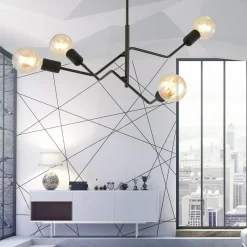 Sklep Kaja Lampa sufitowa bez kloszy, na ozdobne żarówki 1126/4 FRIX | Kaja czarny Store