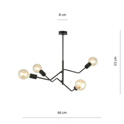 Sklep Kaja Lampa sufitowa bez kloszy, na ozdobne żarówki 1126/4 FRIX | Kaja czarny Store
