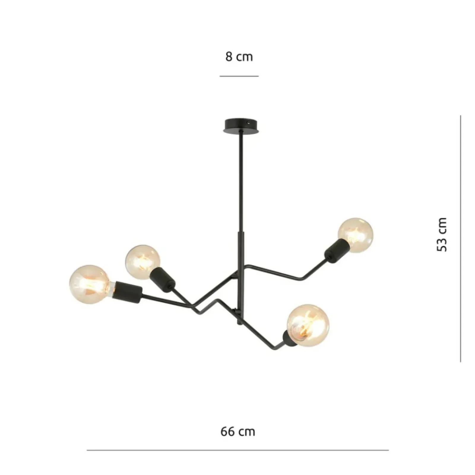 Sklep Kaja Lampa sufitowa bez kloszy, na ozdobne żarówki 1126/4 FRIX | Kaja czarny Store