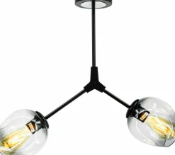 Sklep Kaja Lampa sufitowa czarna oprawa dwa klosze 1962/2 BLACK-BL | Kaja czarny Outlet