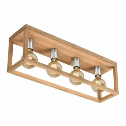 Sklep Kaja Lampa sufitowa dębowy box na ozdobne żarówki 9158474L KAGO | Kaja New