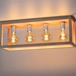 Sklep Kaja Lampa sufitowa dębowy box na ozdobne żarówki 9158474L KAGO | Kaja New