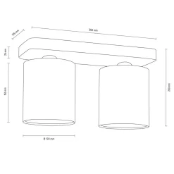 Sklep Kaja Lampa sufitowa drewniana listwa za 2 żarówki 8512274 JENTA | Kaja Fashion