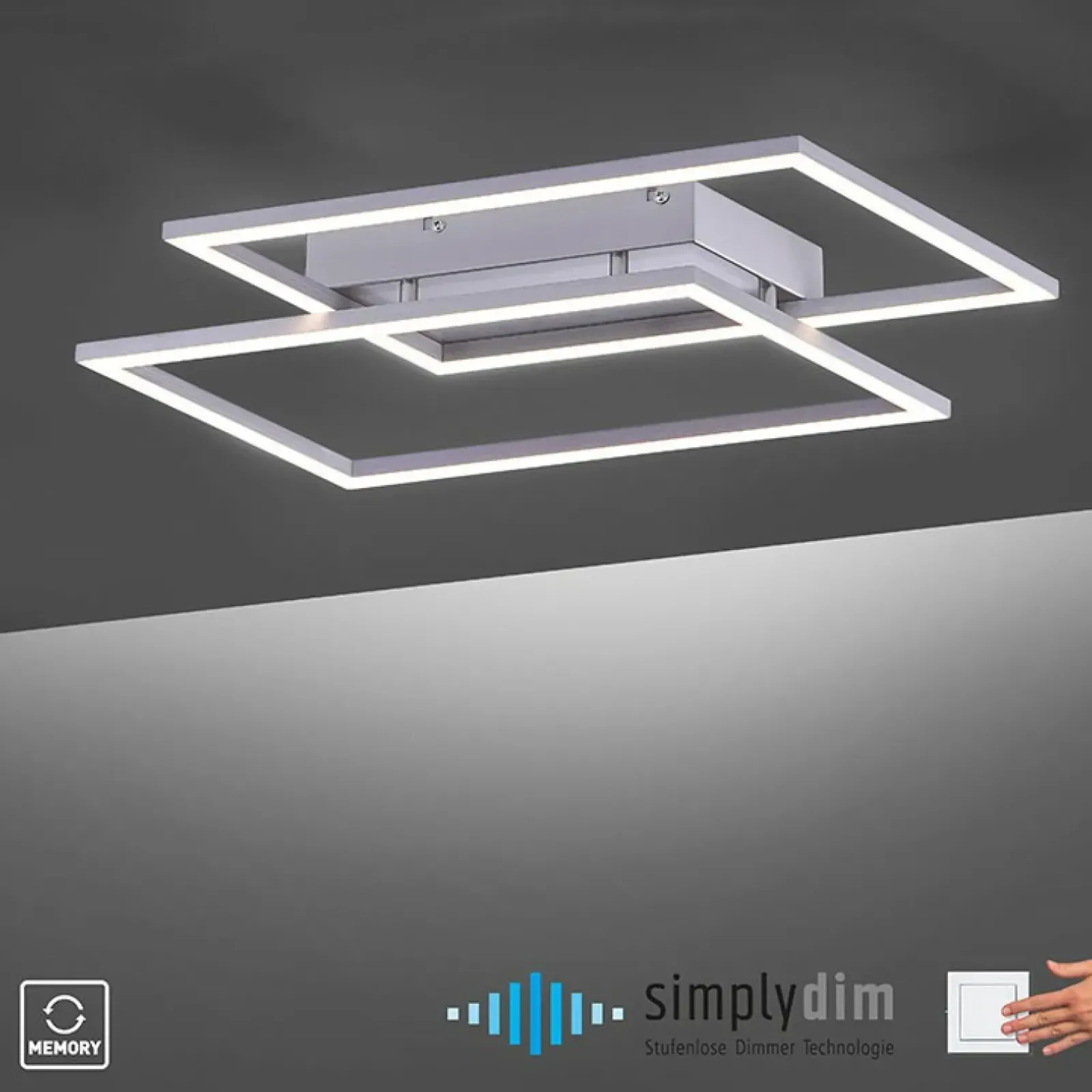 Sklep Kaja Lampa sufitowa LED - dwa prostokąty 8192-55 z serii INIGO | Kaja szary Online