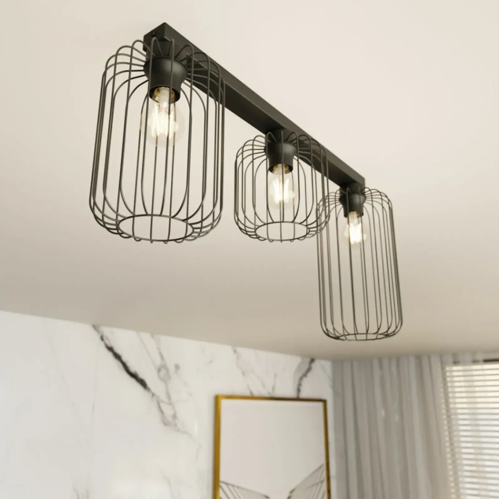 Sklep Kaja Lampa sufitowa na podłużnej listwie 1367/3 z serii BARN czarny New